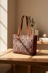 Side Rexine Canvas Tote Heritage Arch