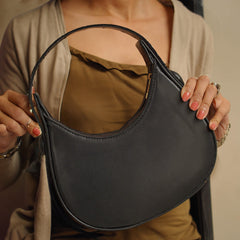 Plain Hobo HandBag - Black