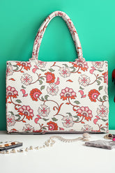 Canvas Tote Bags White Floral