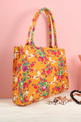 Canvas Tote Bag Yellow Floral
