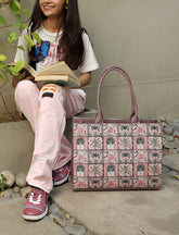 Canvas Tote Bags Pink Palm