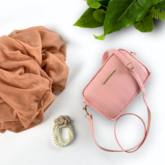 Mini Snakeskin Square Bag - Pink