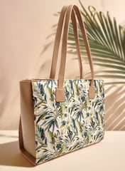Side Rexine Canvas Tote Forest Charm