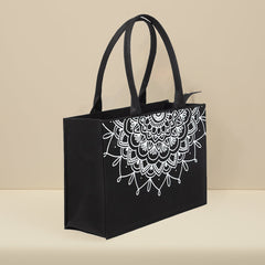 Mini Canvas Tote Mandala Loop - Black