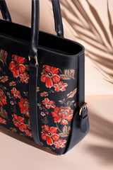 Canvas Strap Tote Bag Midnight Bloom