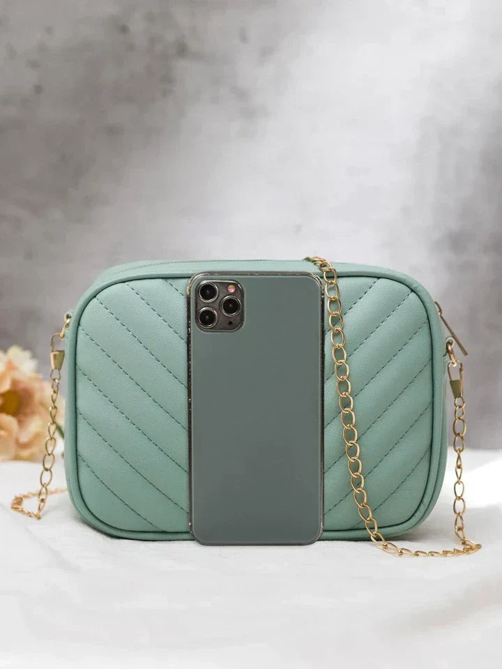 '- Chevron Charm Crossbody Bag ~Sea mist