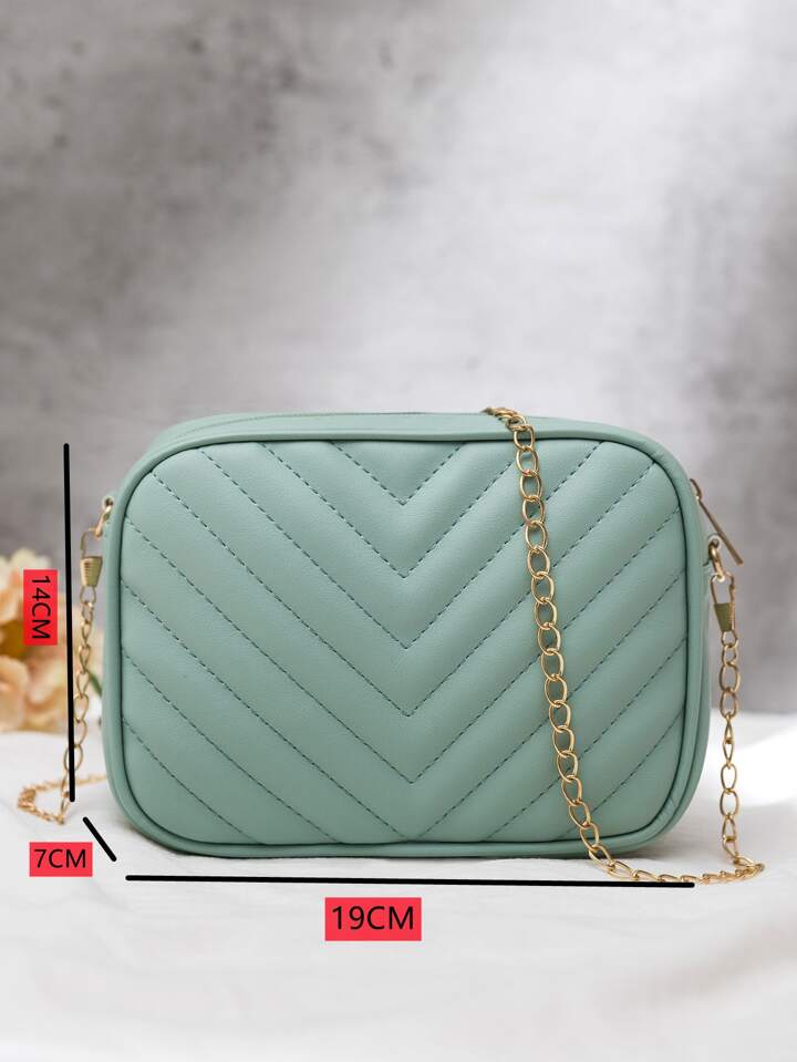 '- Chevron Charm Crossbody Bag ~Sea mist