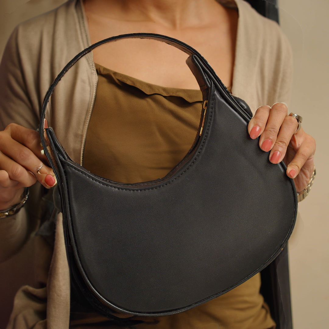 Plain Hobo HandBag - Black