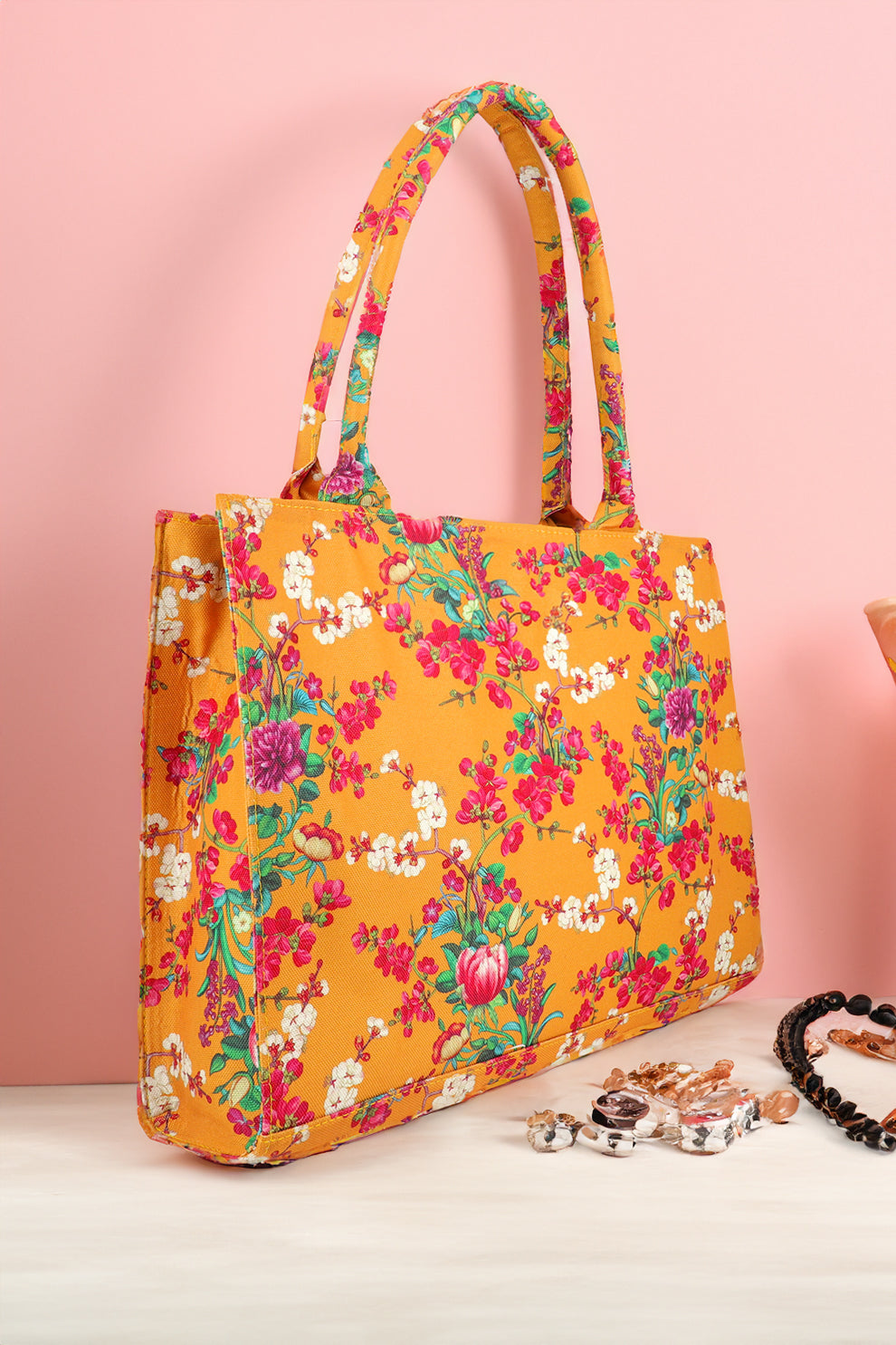Canvas Tote Bag Yellow Floral
