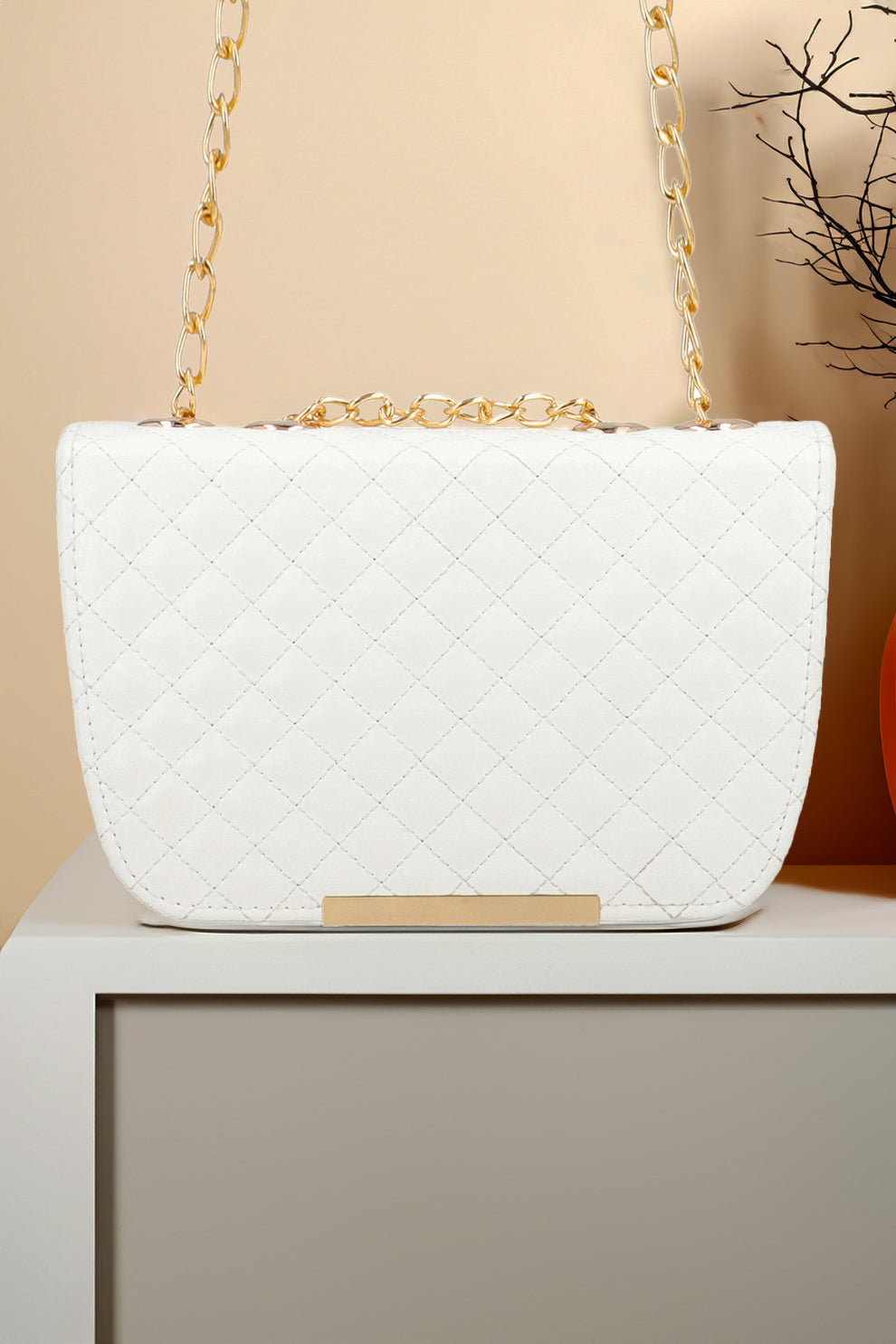 Handbag Quilted Charm - White