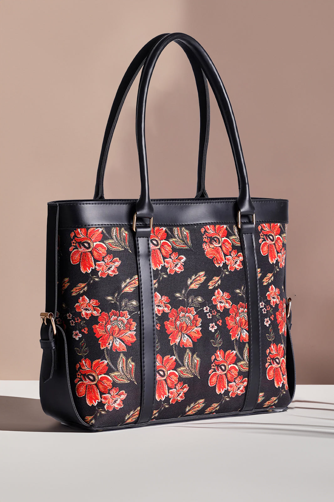 Canvas Strap Tote Bag Midnight Bloom