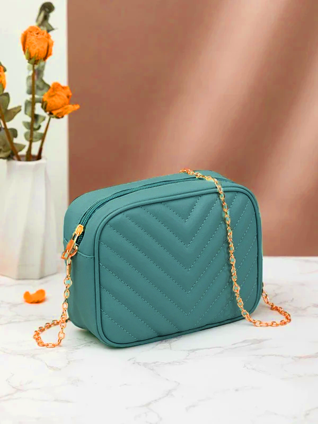 Chevron Charm Crossbody Bag