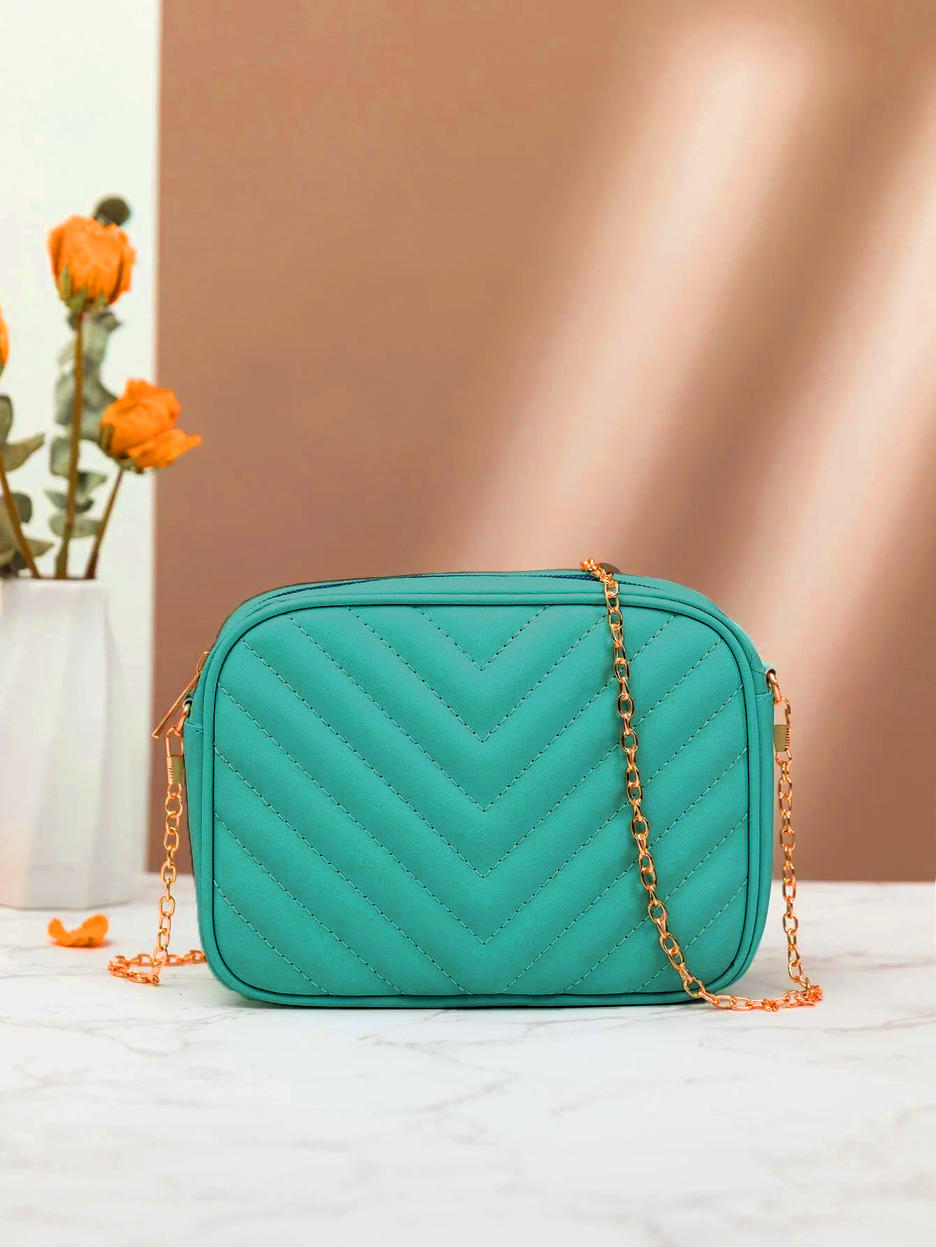 Chevron Charm Crossbody Bag