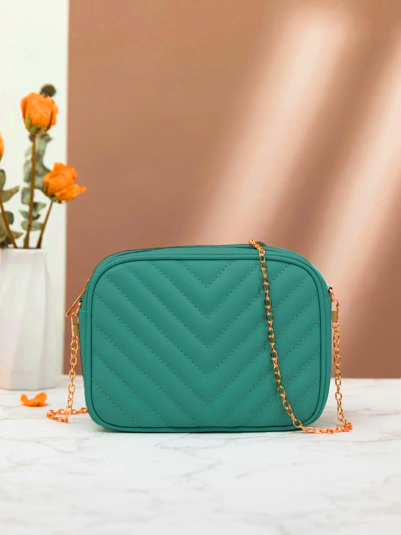Chevron Charm Crossbody Bag
