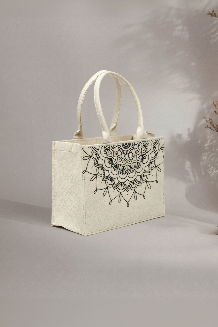 Mini Canvas Tote Mandala Loop - Beige