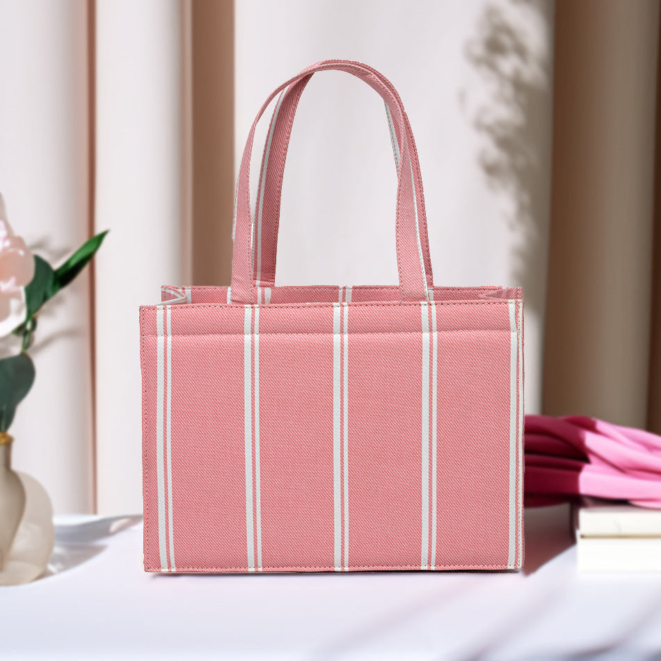 Mini Canvas Tote Breeze pink Striped