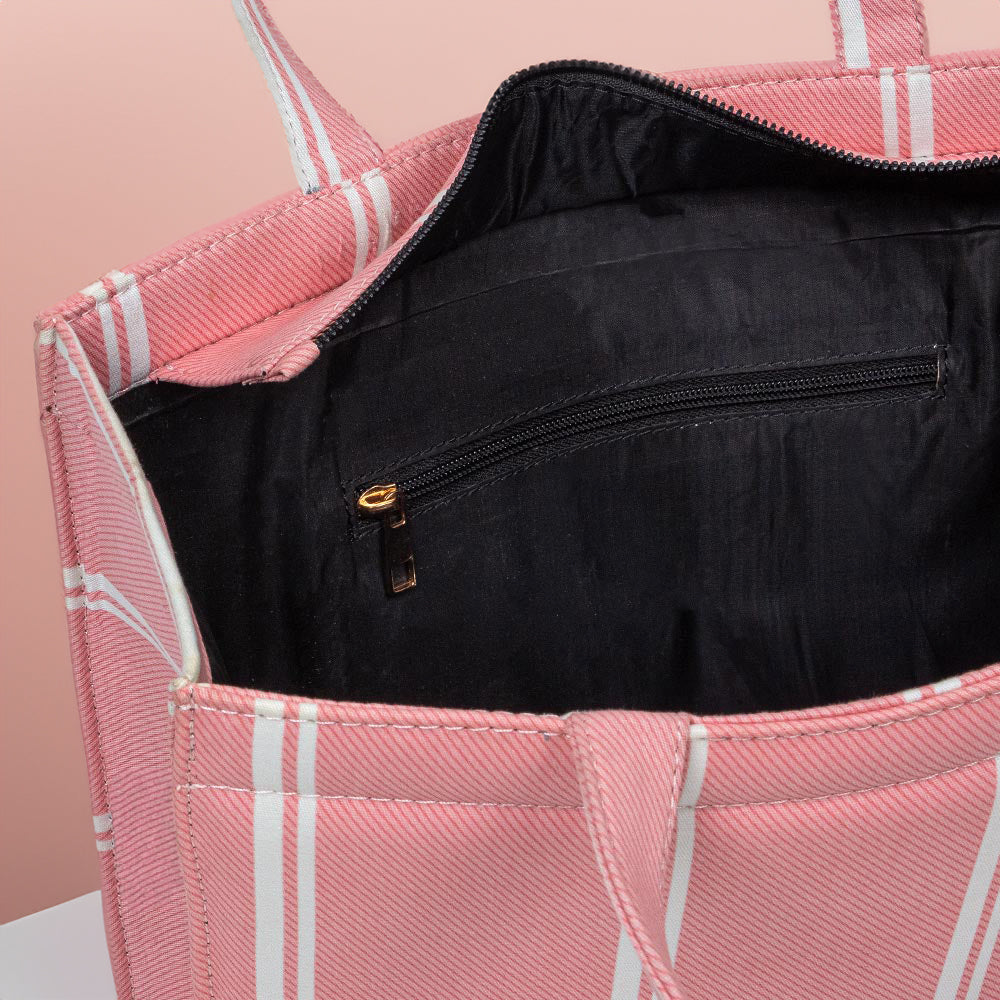 Mini Canvas Tote Breeze pink Striped