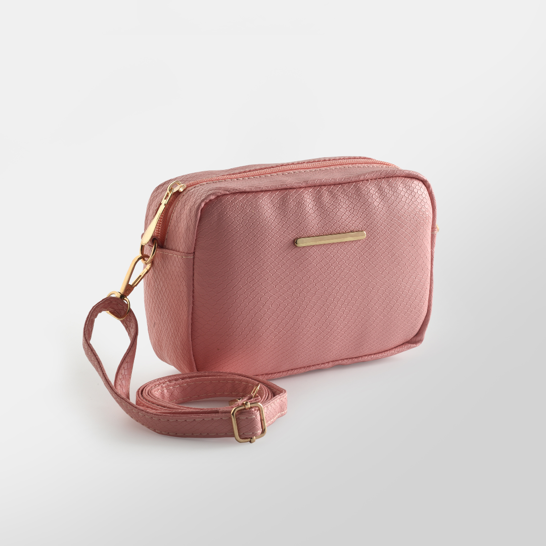 Mini Snakeskin Square Bag - Pink