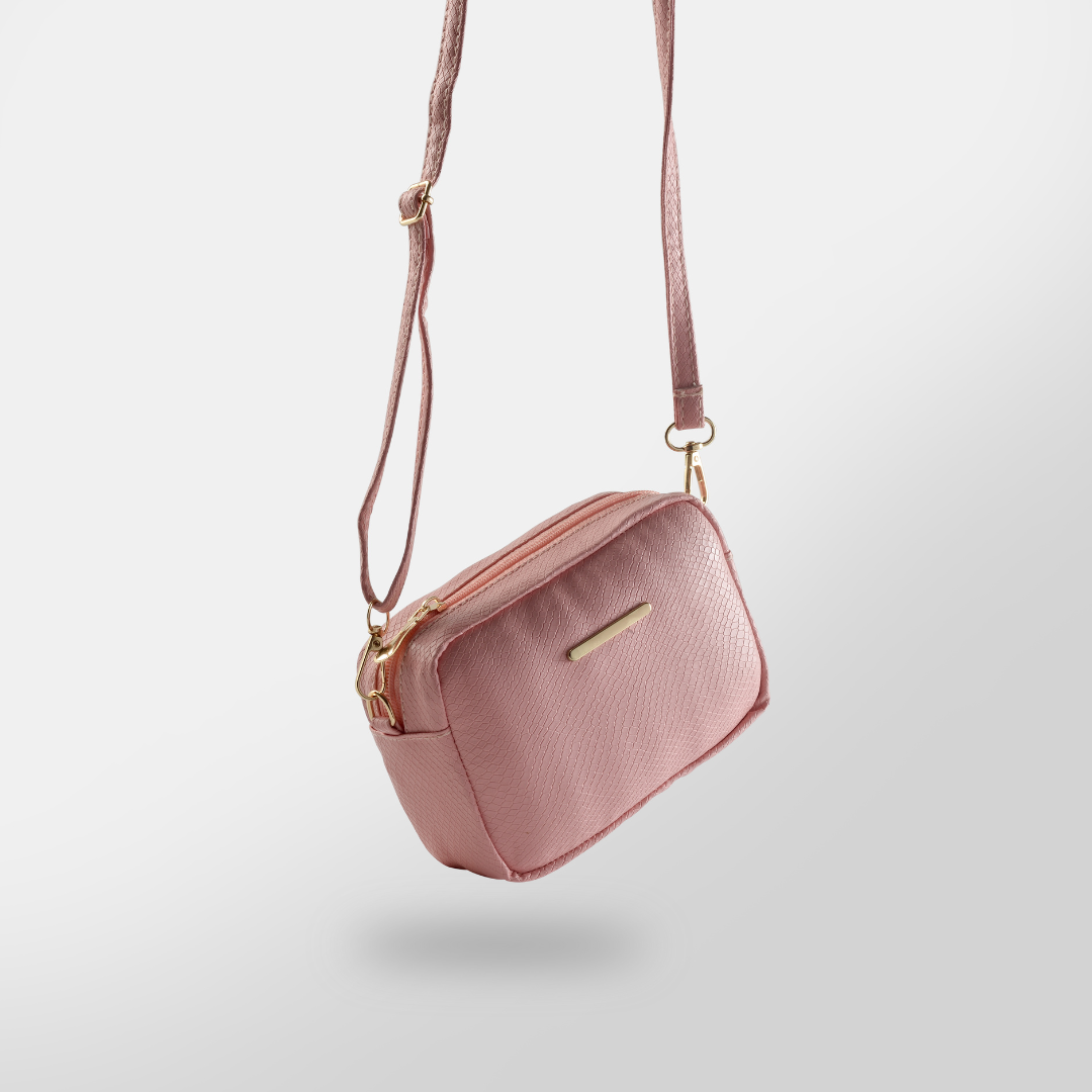 Mini Snakeskin Square Bag - Pink